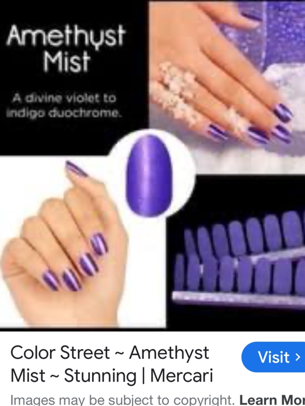Color Street nail polish strips, amethyst mist, FMD002 purple metallic 16pcs NIP - Picture 6 of 10